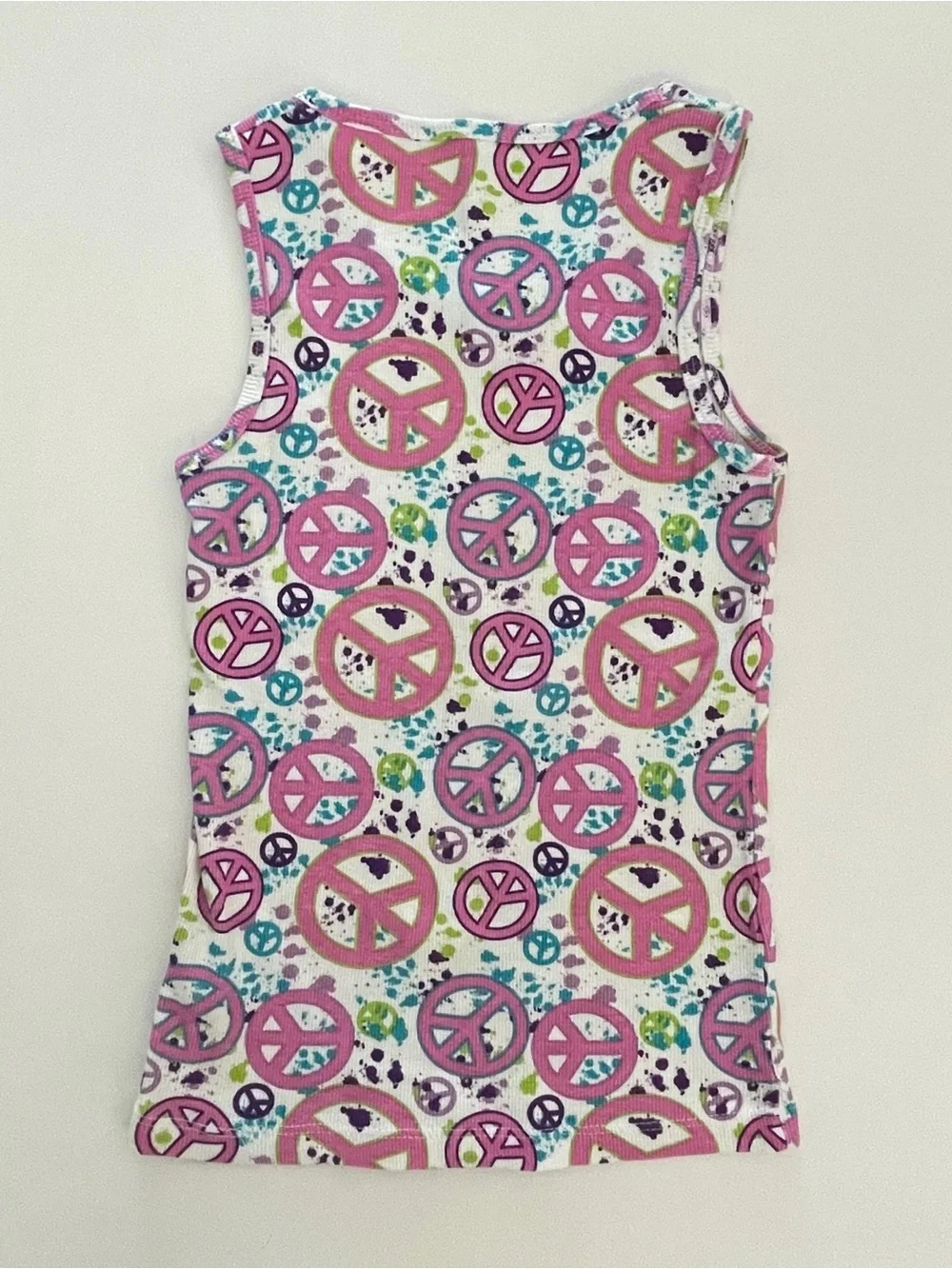 Girls Peace Sign Tank Top & Lime Green Shorts Set - Size M